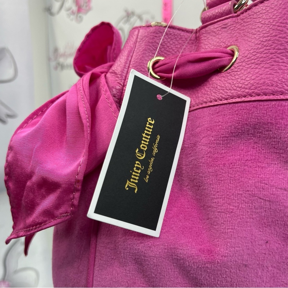 JUICY Couture bag daydreamer brand new chain Pink Suede Drawstring bag purse - Picture 5 of 12